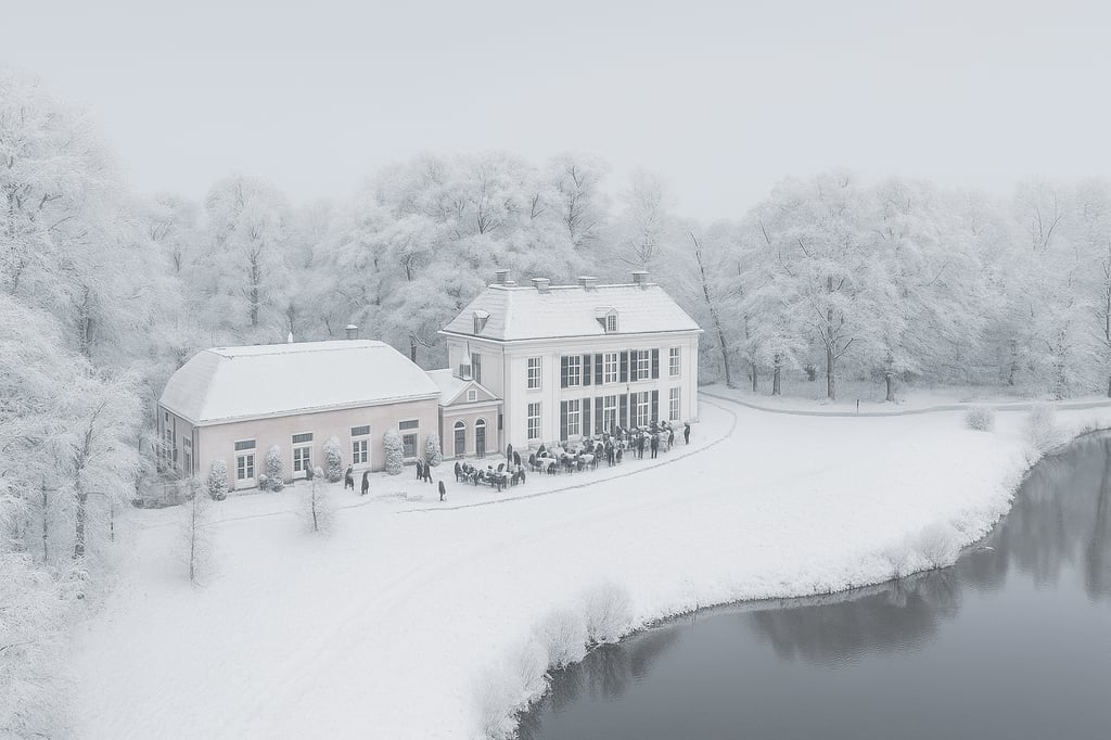 Winter op het landgoed van Huis Brakel met sneeuw