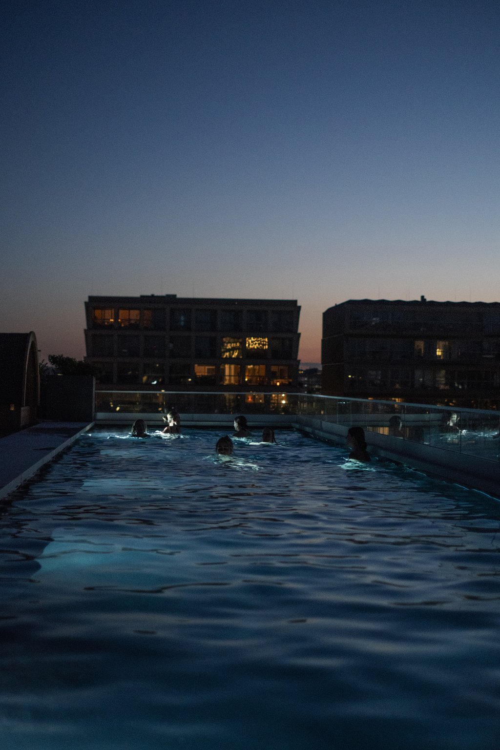 Nighttime Rooftop Pool