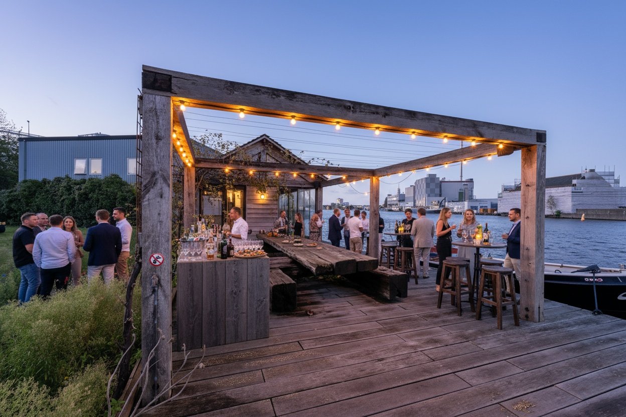 Sfeervolle borrel bij het Boothuis De Adelaar