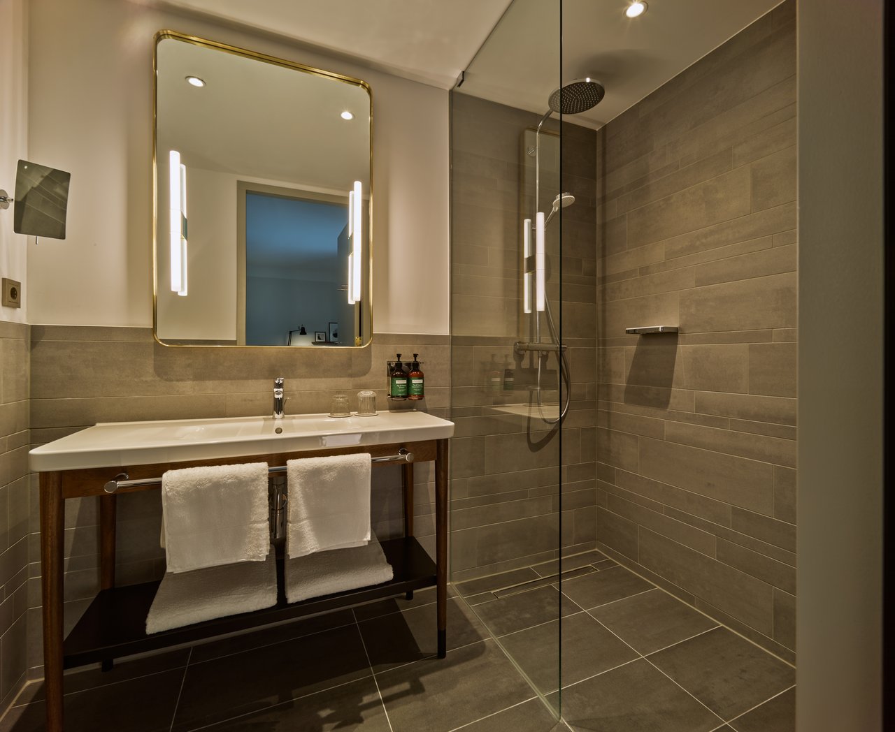 Bathroom sink and shower